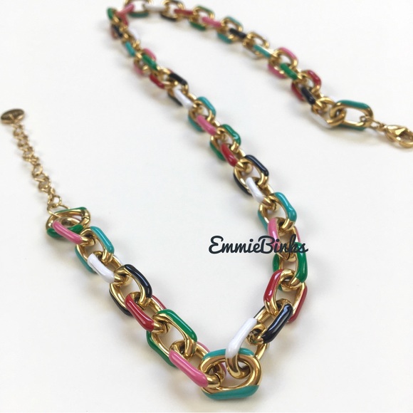 LAST ONE New Rainbow Color Block Chain Choker Necklace ~ Stainless Steel Enamel - Picture 5 of 16